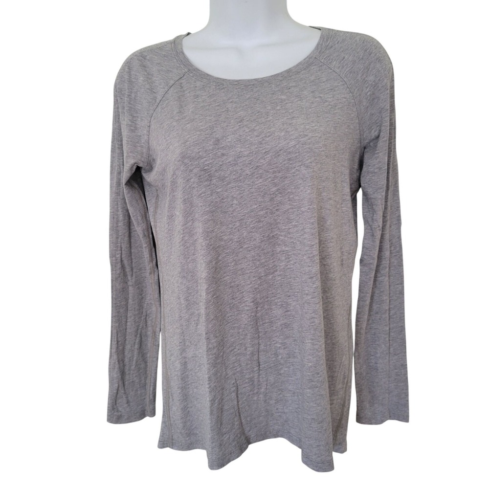 Lululemon EMERALD Gray Long Sleeve Tee Top 4 Cotton Lightweight Athleisure